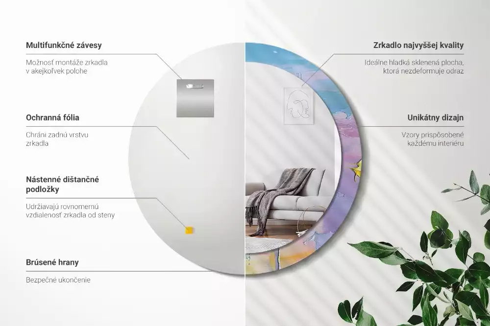 Espejo redondo estampado Textura de pintura al óleo