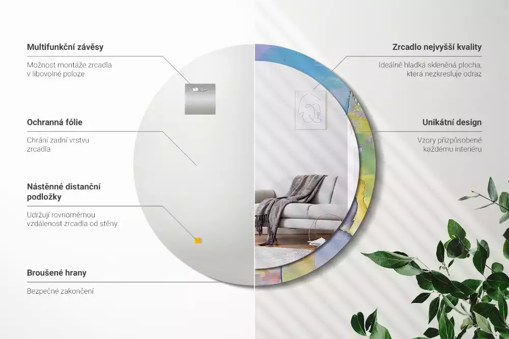 Espejo redondo estampado Textura de pintura al óleo