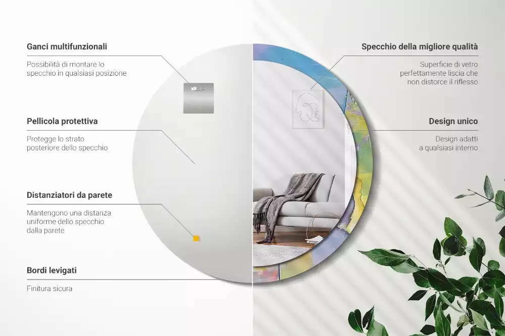 Espejo redondo estampado Textura de pintura al óleo