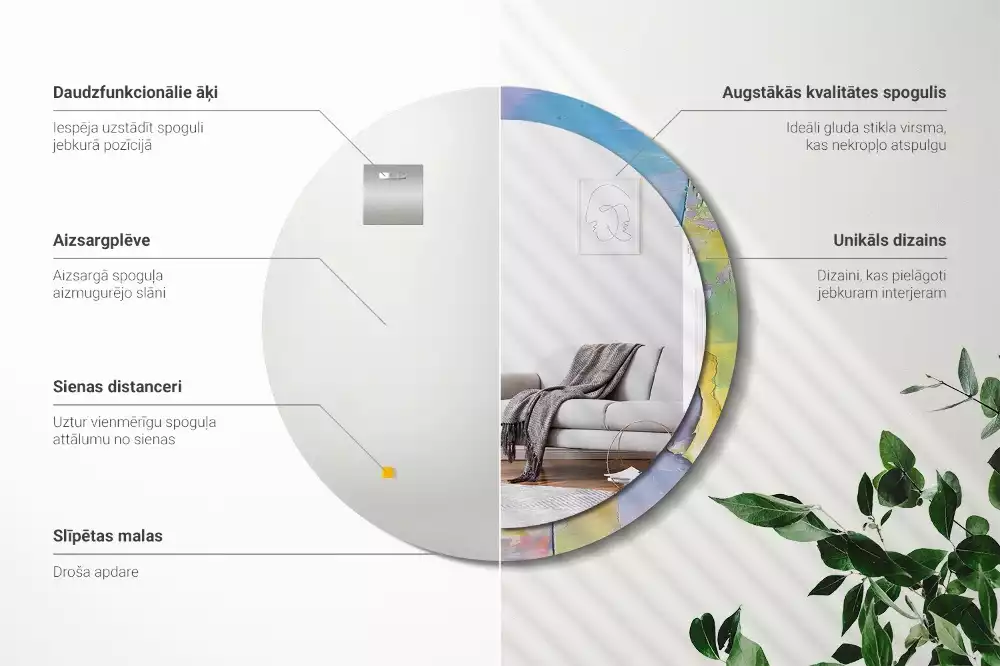 Espejo redondo estampado Textura de pintura al óleo