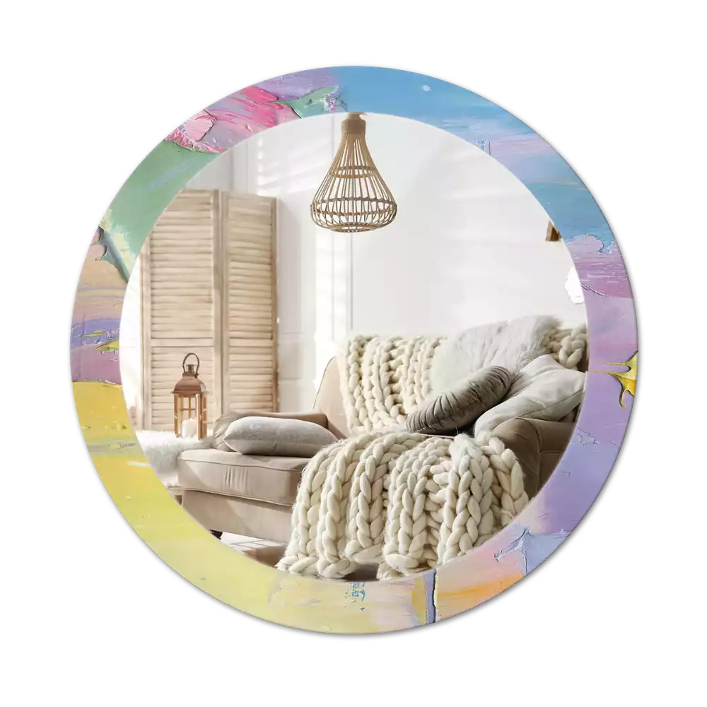 Espejo redondo estampado Textura de pintura al óleo