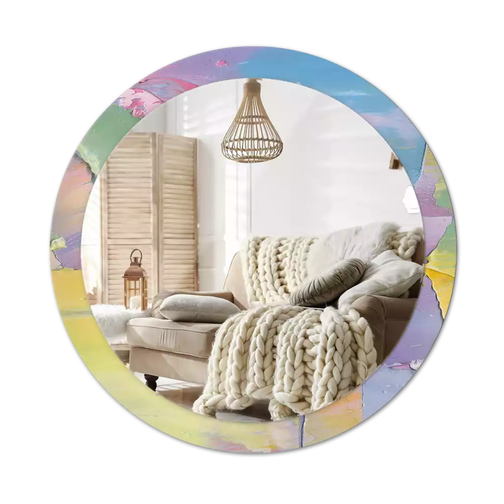 Espejo redondo estampado Textura de pintura al óleo