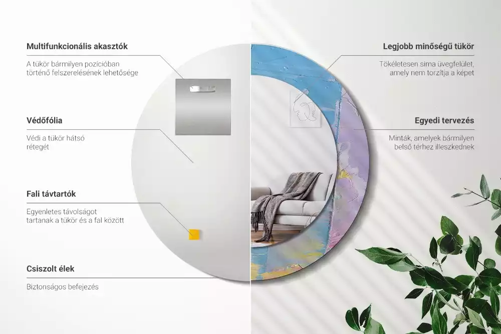 Espejo redondo estampado Textura de pintura al óleo