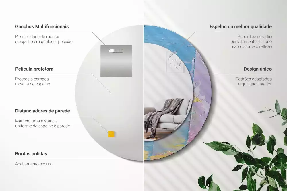 Espejo redondo estampado Textura de pintura al óleo