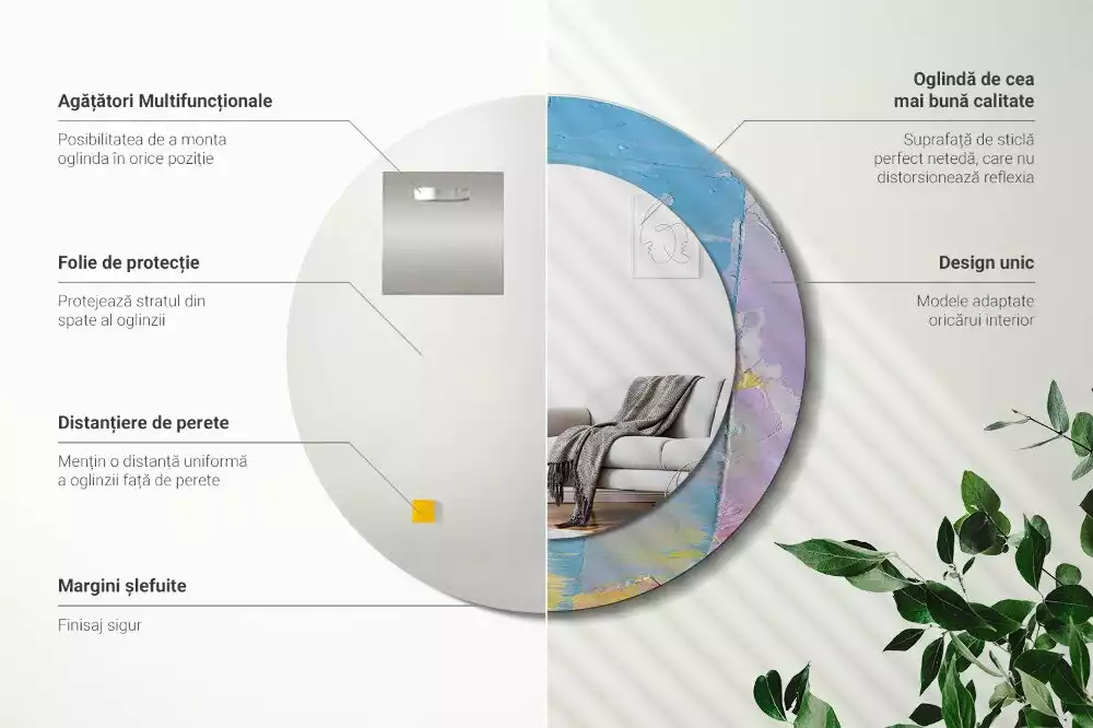 Espejo redondo estampado Textura de pintura al óleo