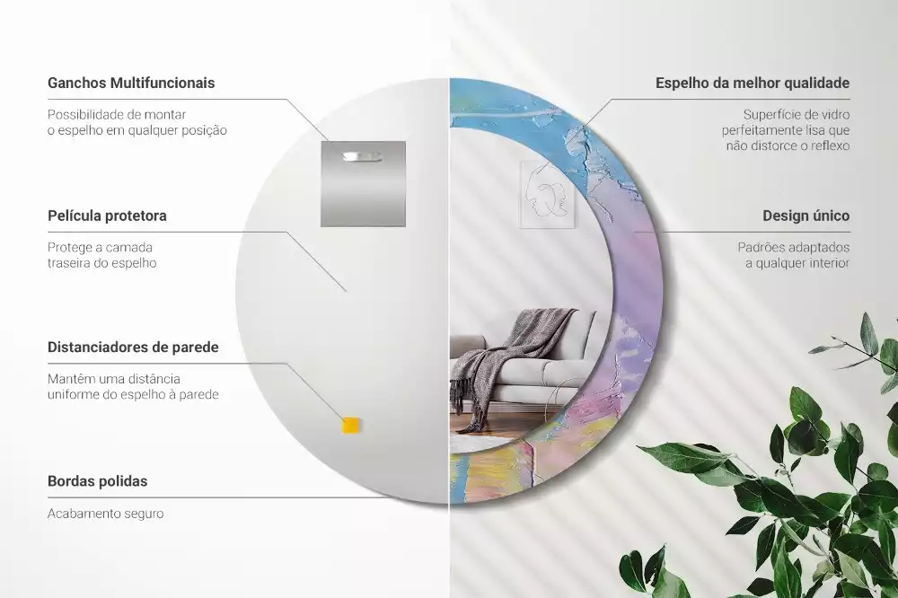 Espejo redondo estampado Textura de pintura al óleo