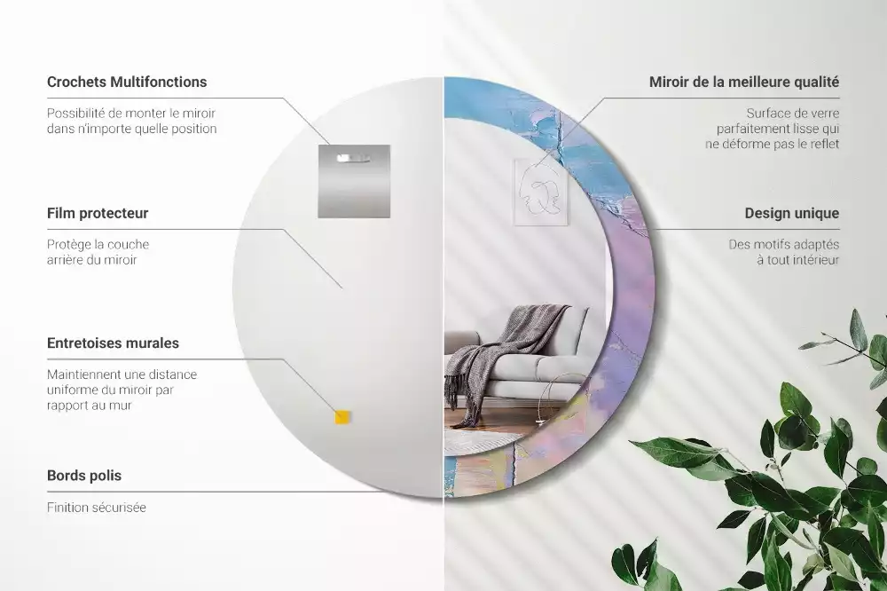 Espejo redondo estampado Textura de pintura al óleo