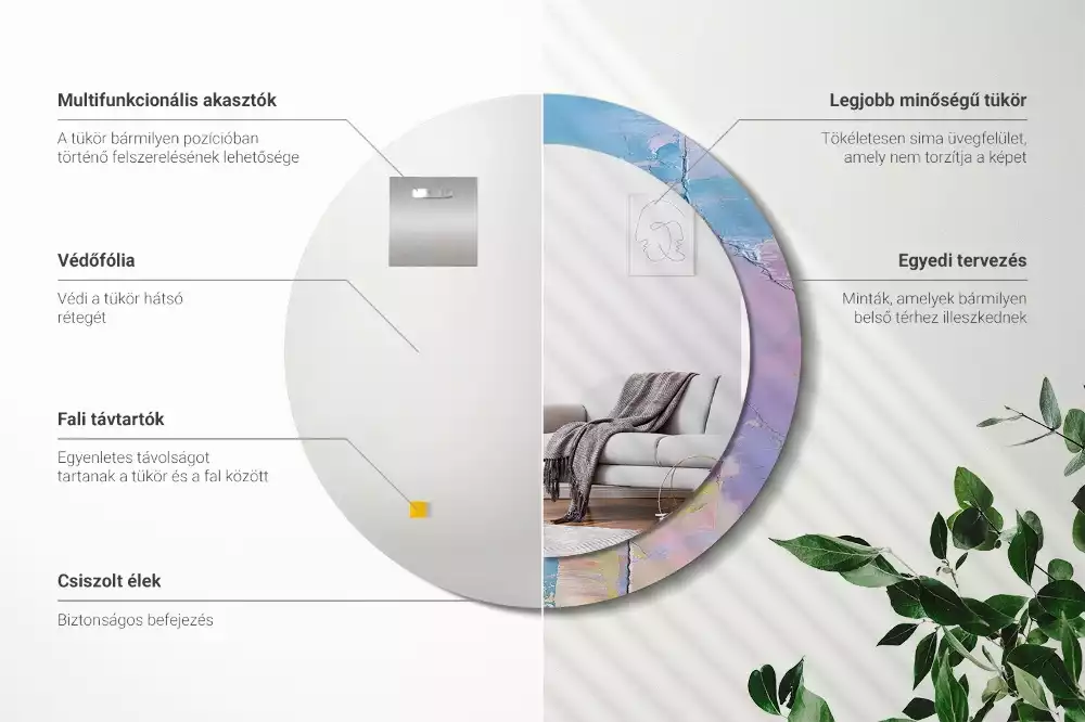 Espejo redondo estampado Textura de pintura al óleo