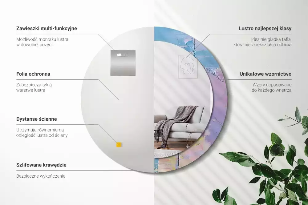 Espejo redondo estampado Textura de pintura al óleo