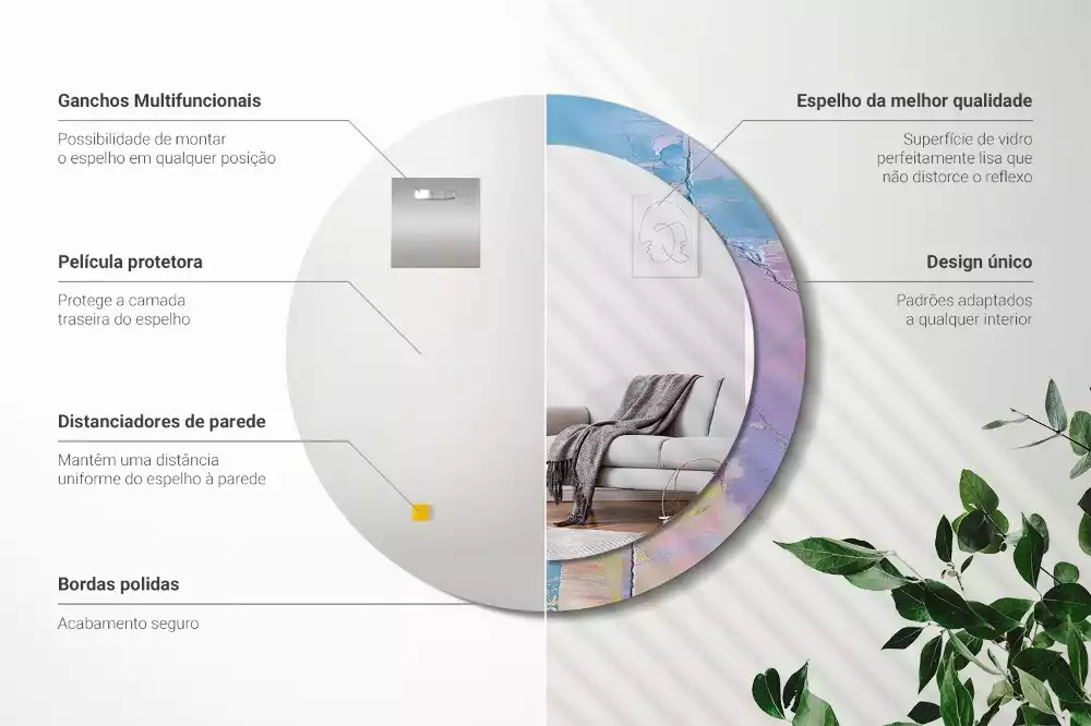 Espejo redondo estampado Textura de pintura al óleo