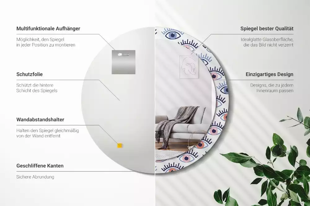 Espejo redondo impreso Ojos