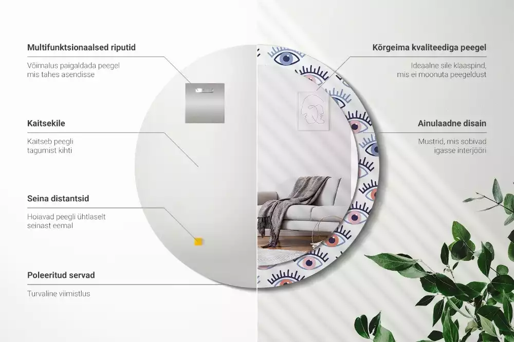 Espejo redondo impreso Ojos