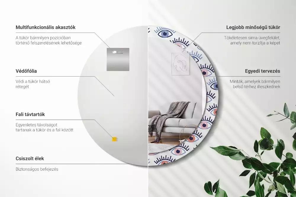 Espejo redondo impreso Ojos