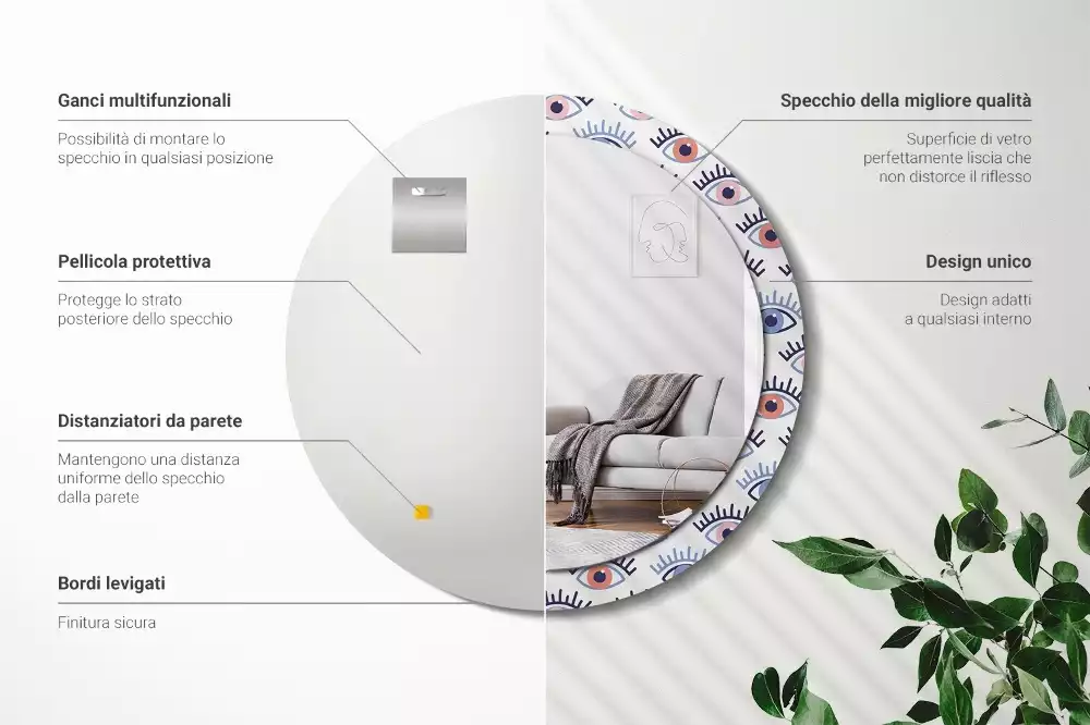 Espejo redondo impreso Ojos