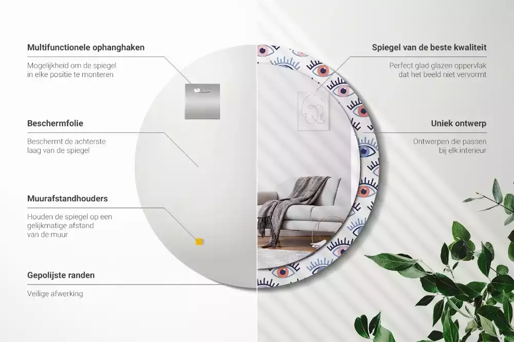 Espejo redondo impreso Ojos