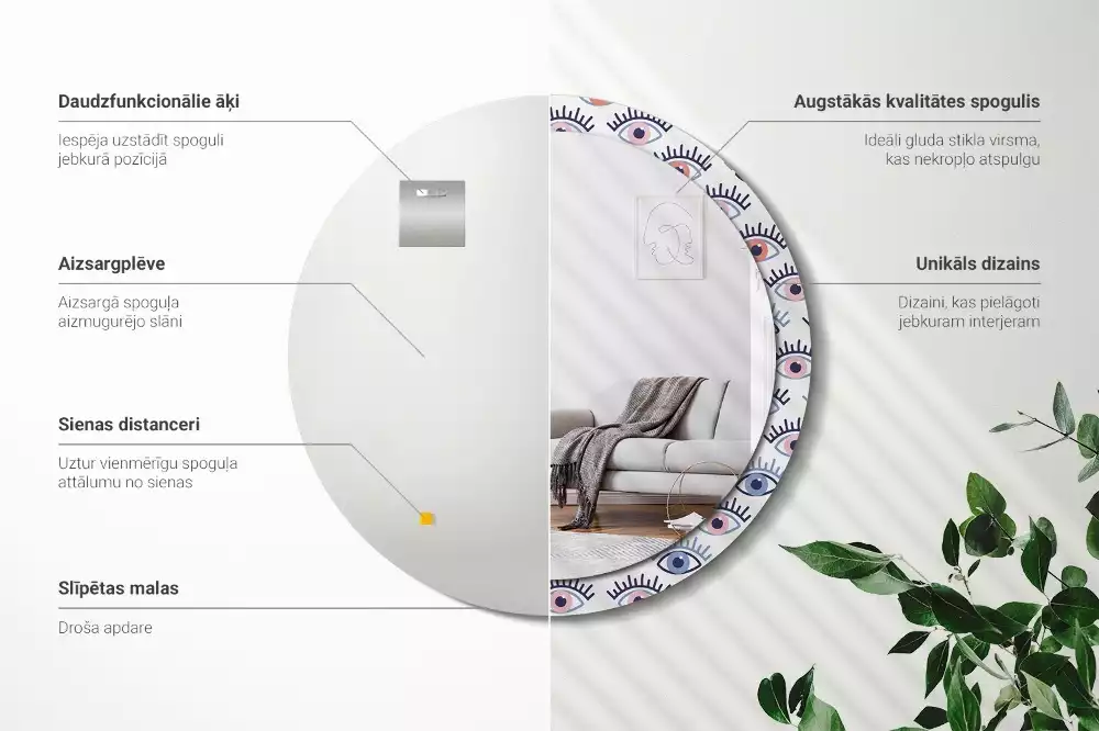 Espejo redondo impreso Ojos