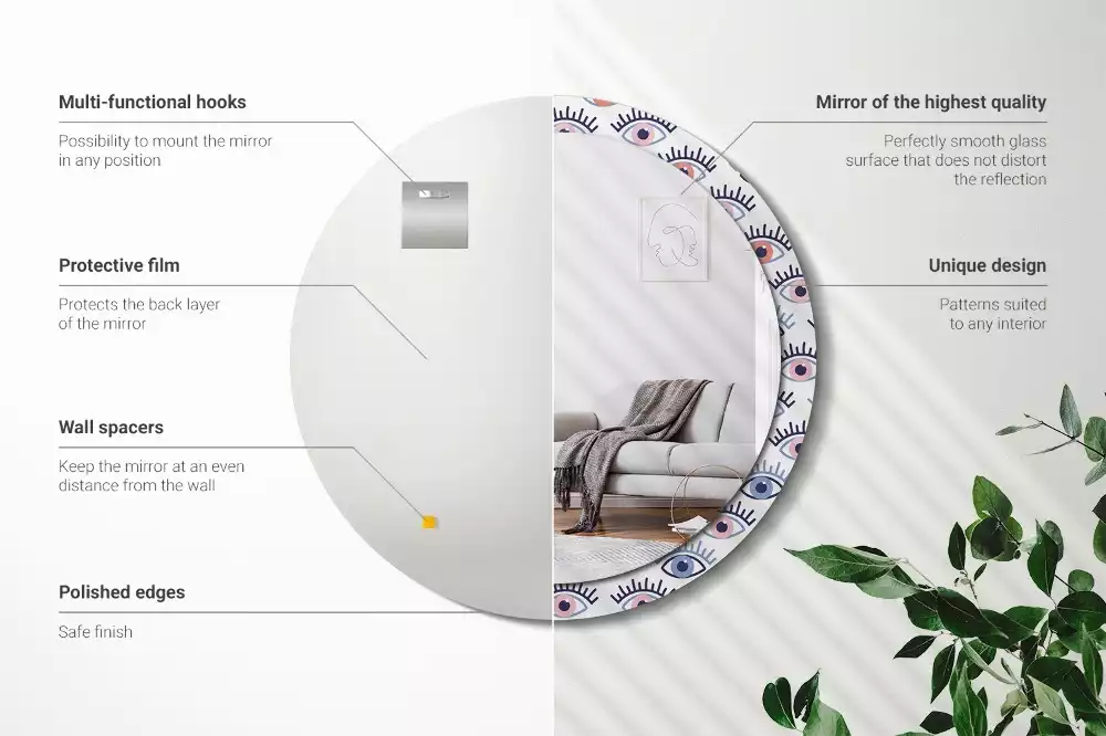 Espejo redondo impreso Ojos