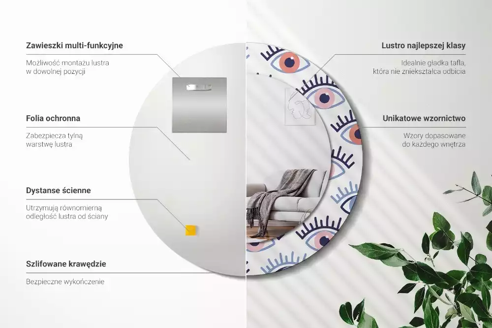 Espejo redondo impreso Ojos