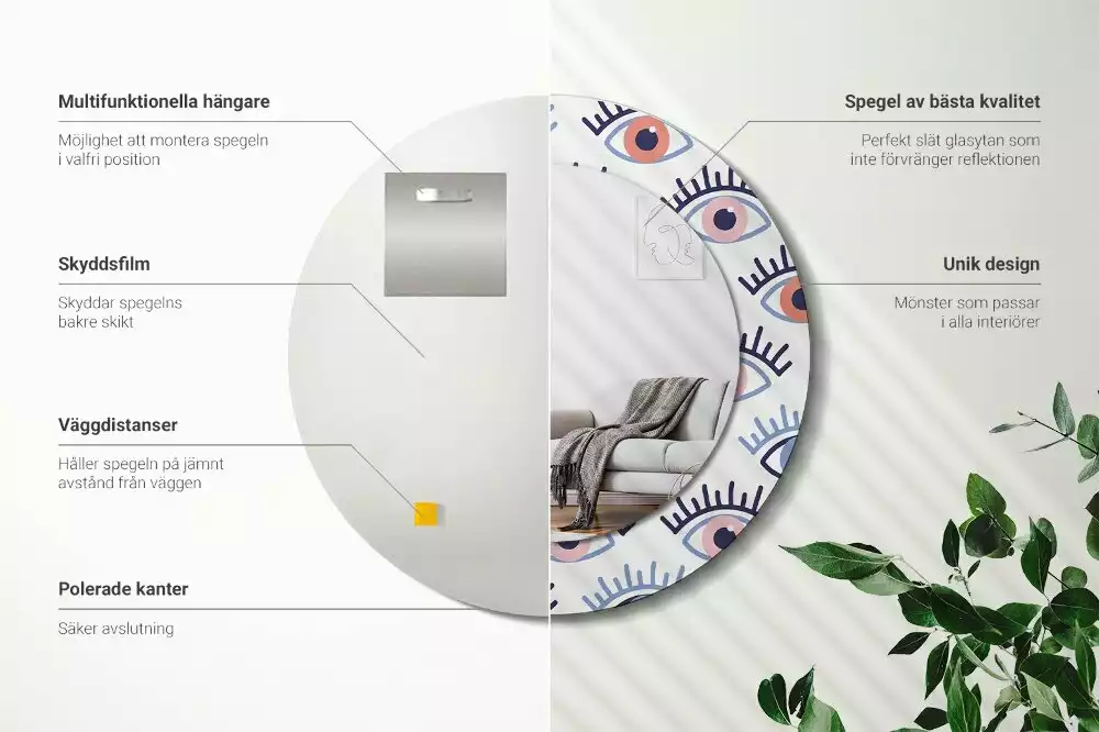 Espejo redondo impreso Ojos