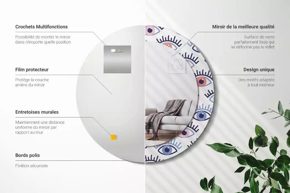 Espejo redondo impreso Ojos