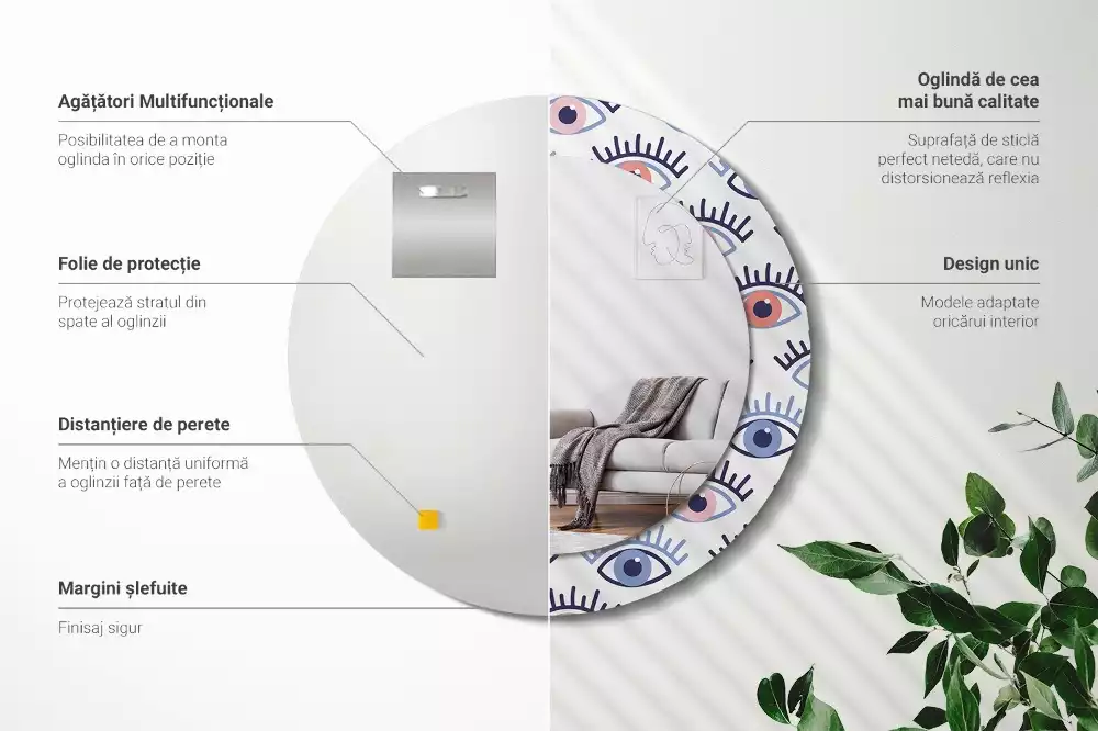 Espejo redondo impreso Ojos