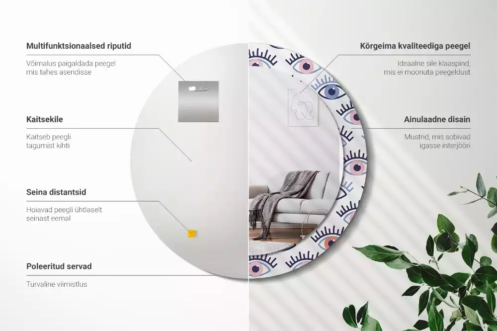 Espejo redondo impreso Ojos