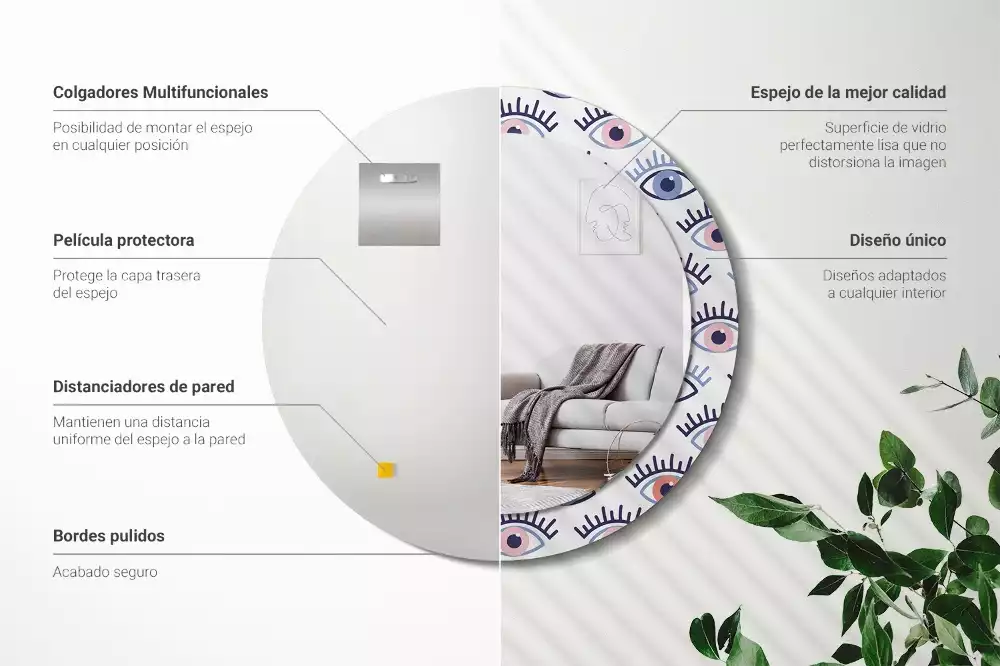 Espejo redondo impreso Ojos