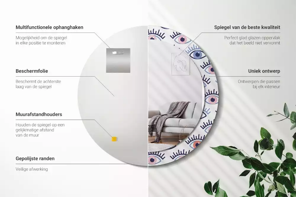 Espejo redondo impreso Ojos