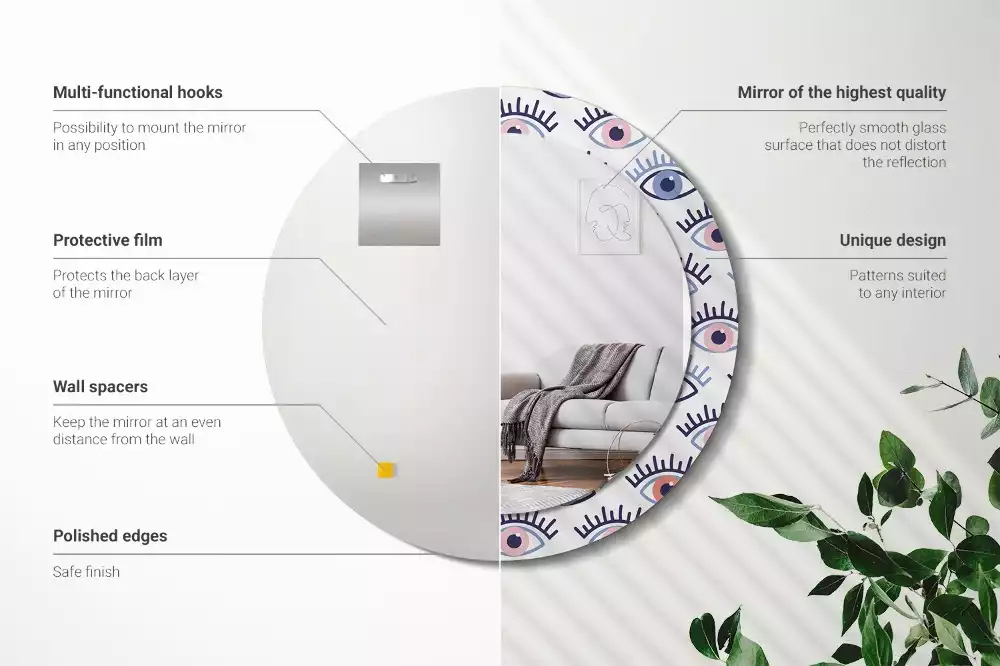 Espejo redondo impreso Ojos