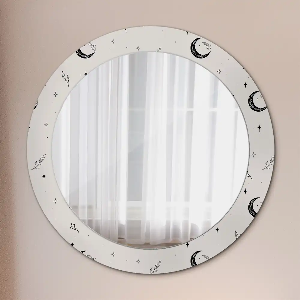 Espejo redondo impreso Plantas de doodle