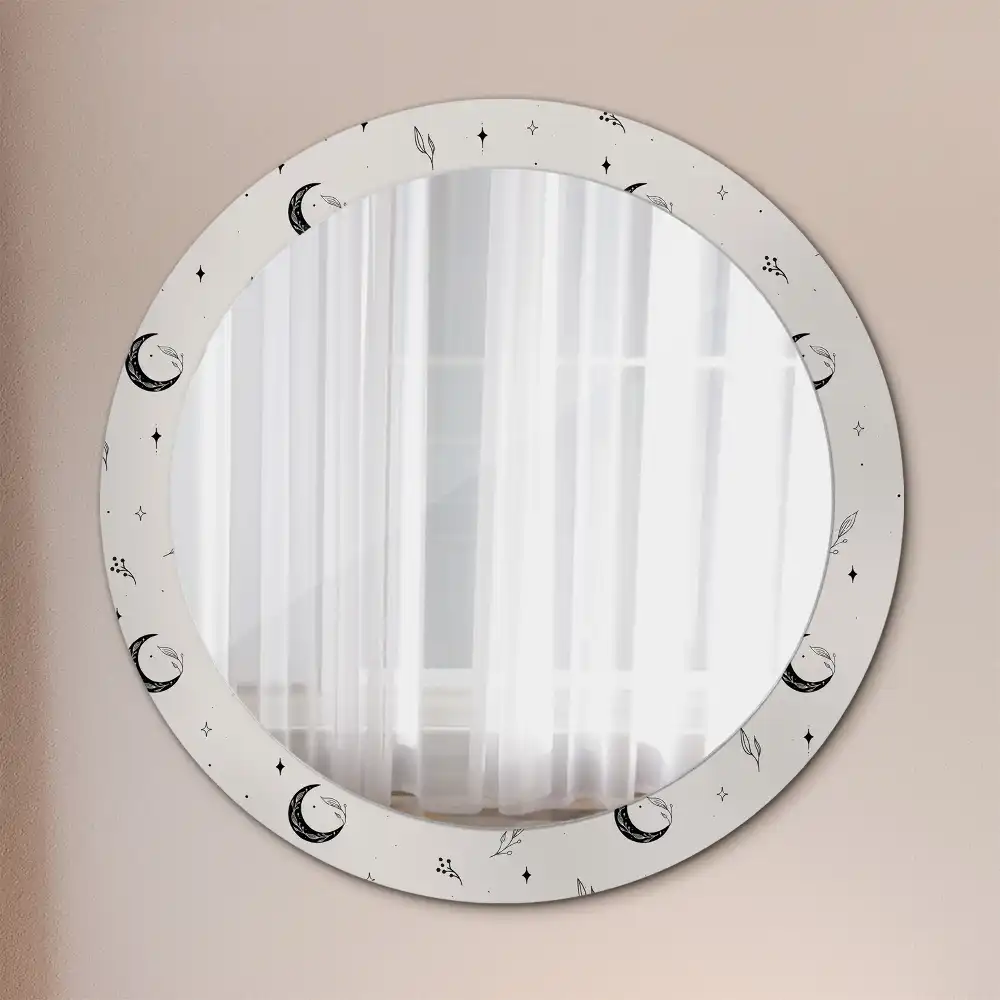 Espejo redondo impreso Plantas de doodle