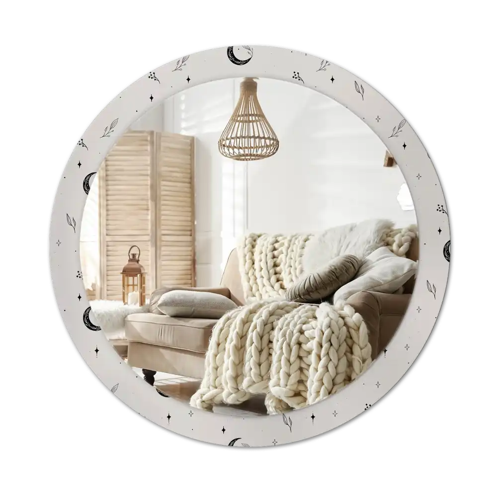 Espejo redondo impreso Plantas de doodle