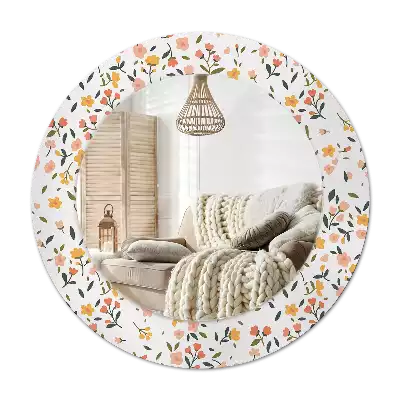 Espejo redondo con decoración Pequeñas flores