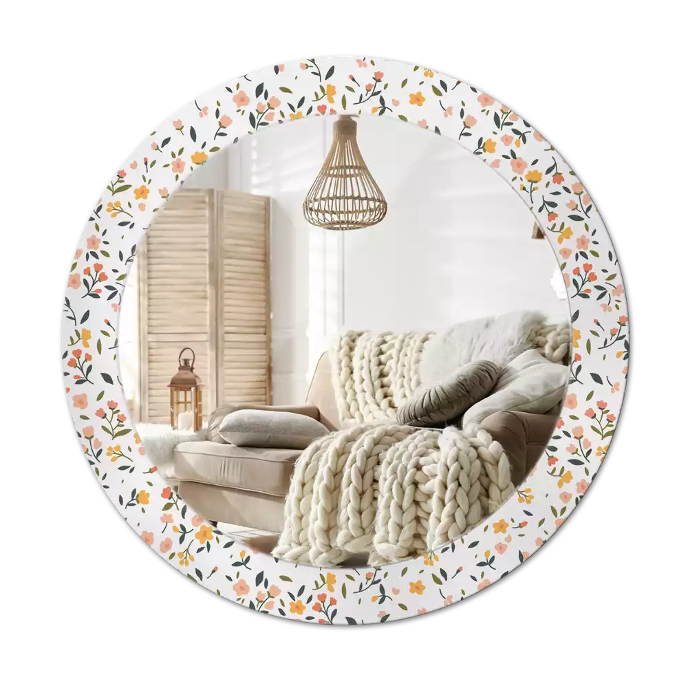 Espejo redondo con decoración Pequeñas flores