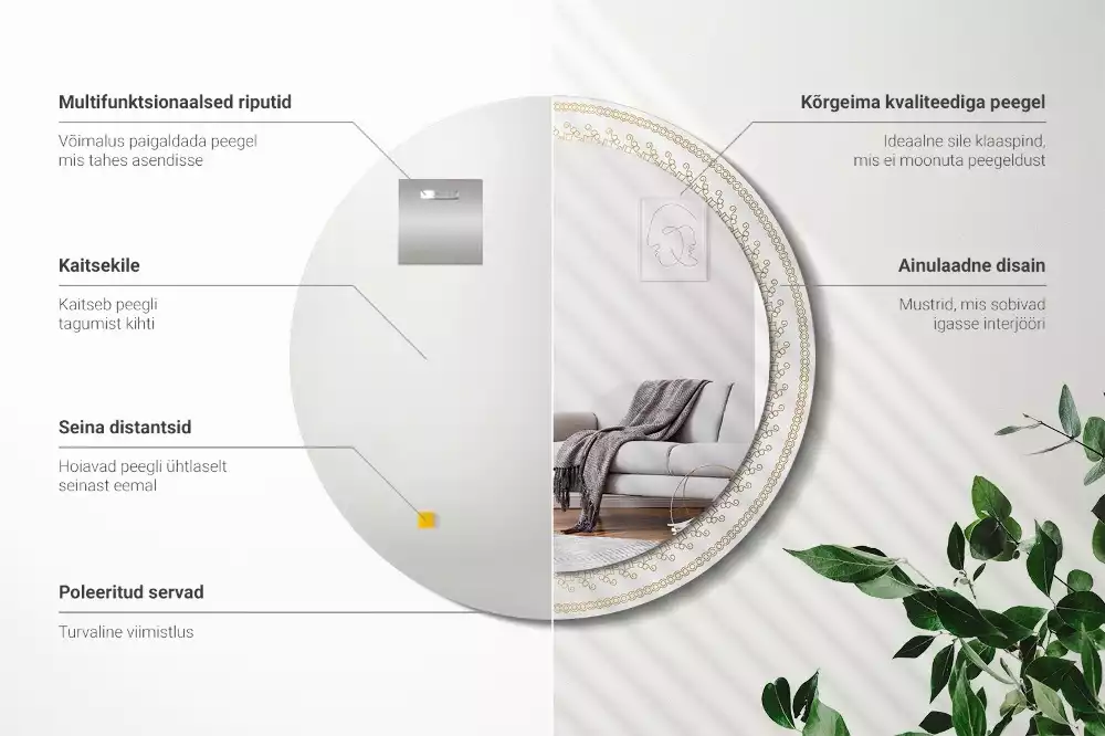 Espejo redondo impreso Mandala indio