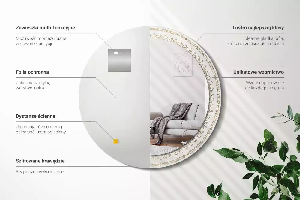 Espejo redondo impreso Mandala indio