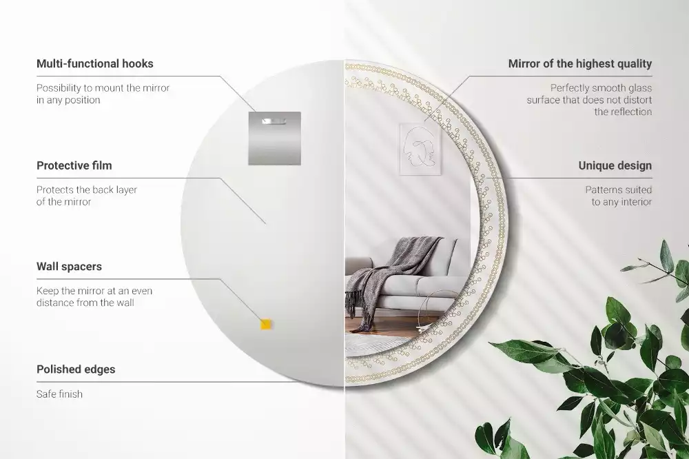 Espejo redondo impreso Mandala indio