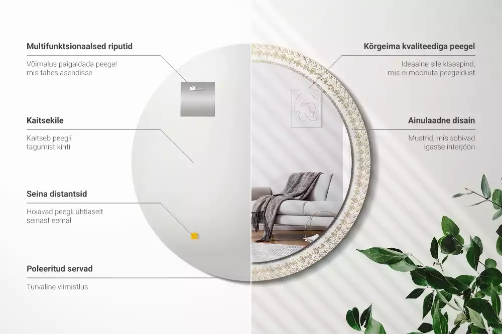 Espejo redondo impreso Mandala indio