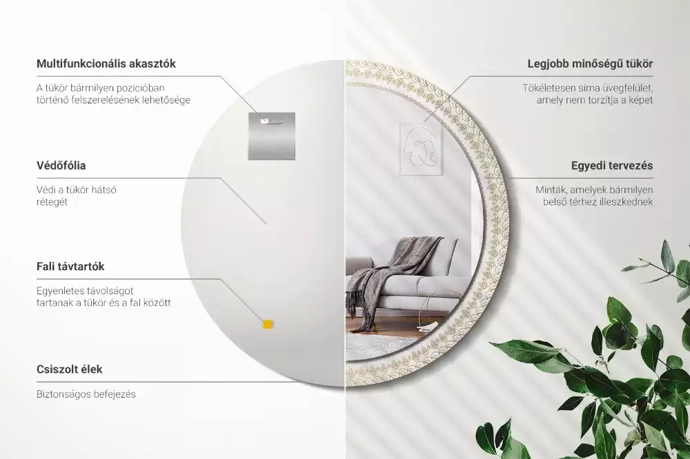 Espejo redondo impreso Mandala indio