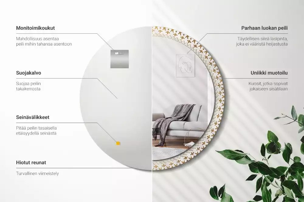 Espejo redondo impreso Mandala indio