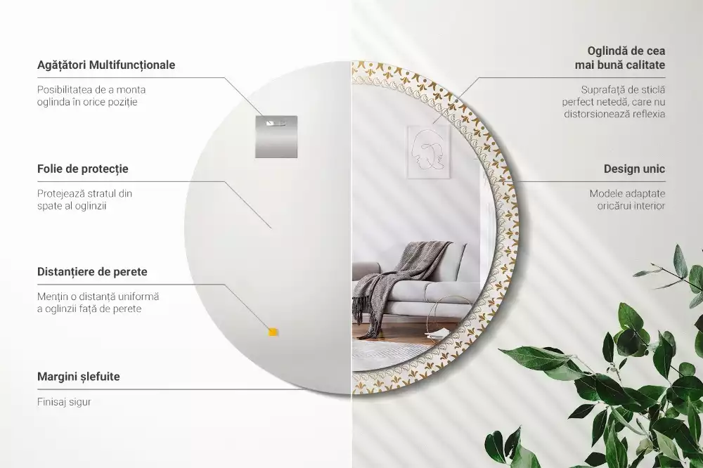 Espejo redondo impreso Mandala indio