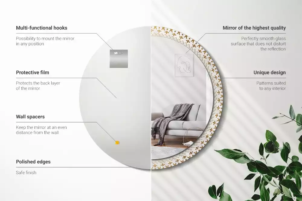 Espejo redondo impreso Mandala indio