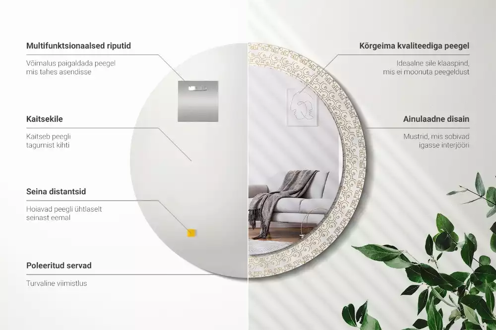 Espejo redondo impreso Mandala indio