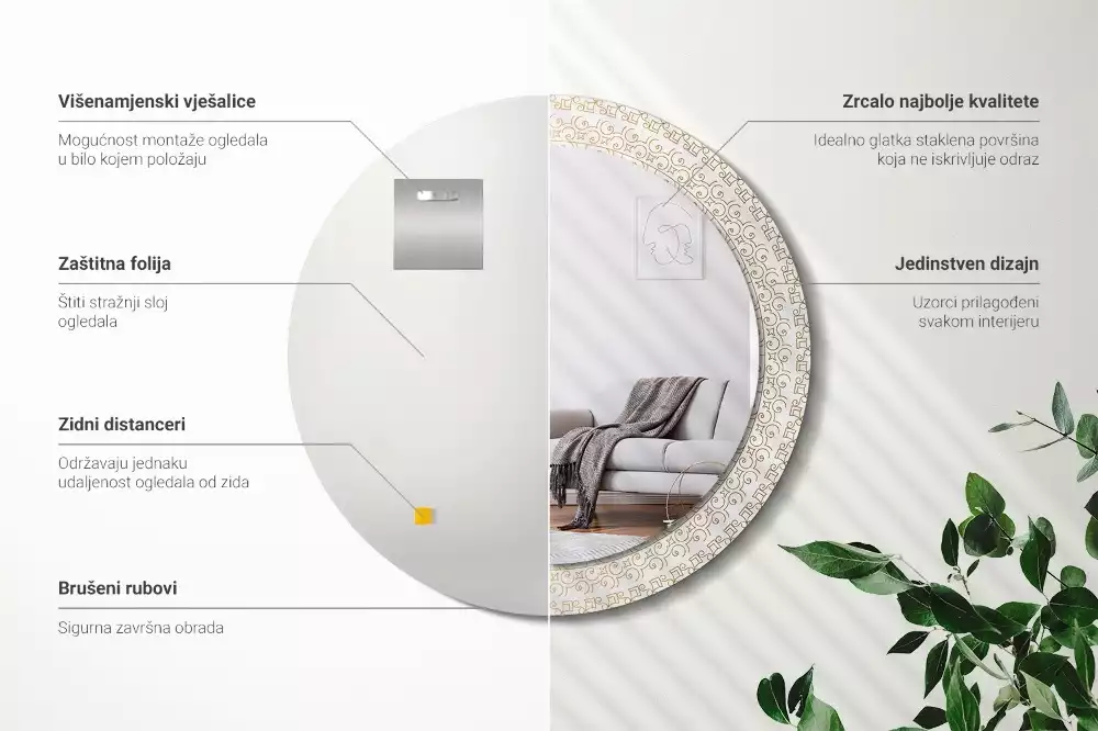 Espejo redondo impreso Mandala indio