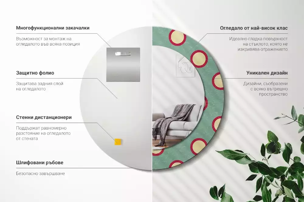 Espejo redondo con decoración Círculos de puntos