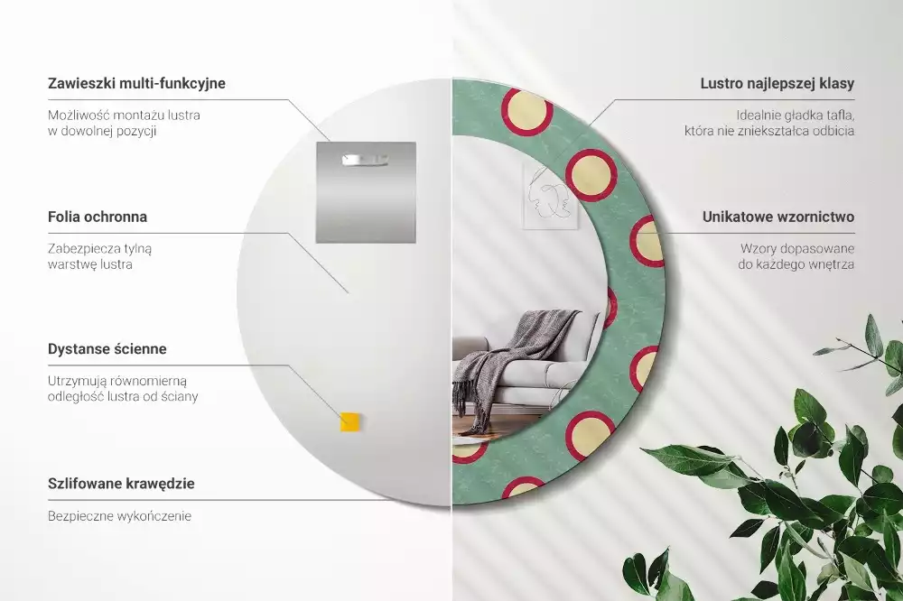 Espejo redondo con decoración Círculos de puntos