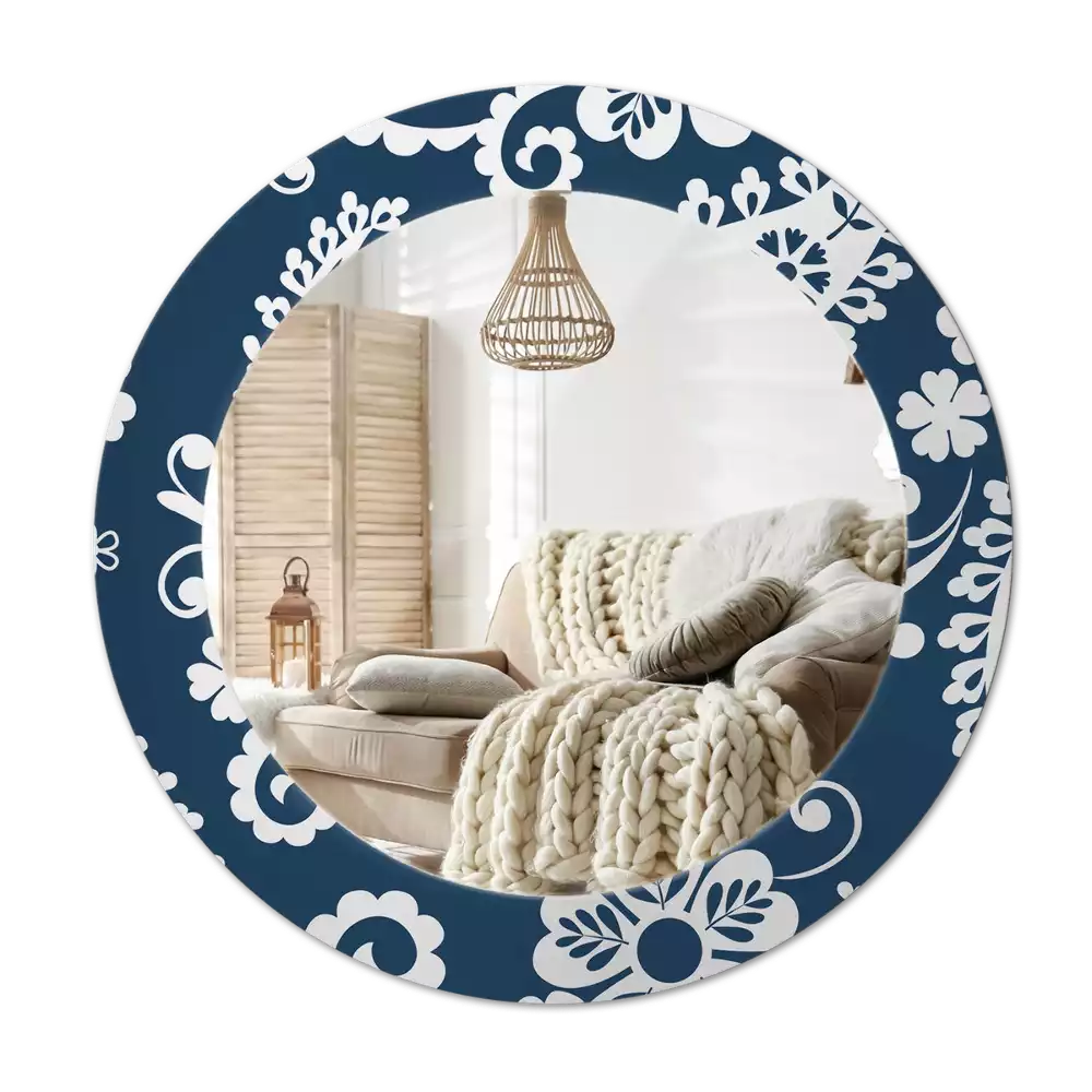 Espejo redondo estampado Composición de Paisley