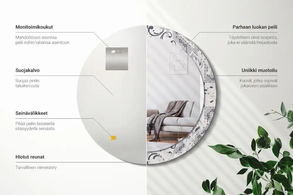 Espejo redondo estampado Azulejos retro