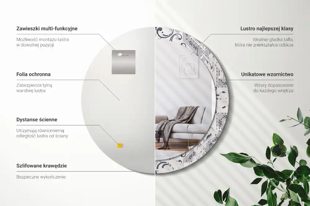 Espejo redondo estampado Azulejos retro