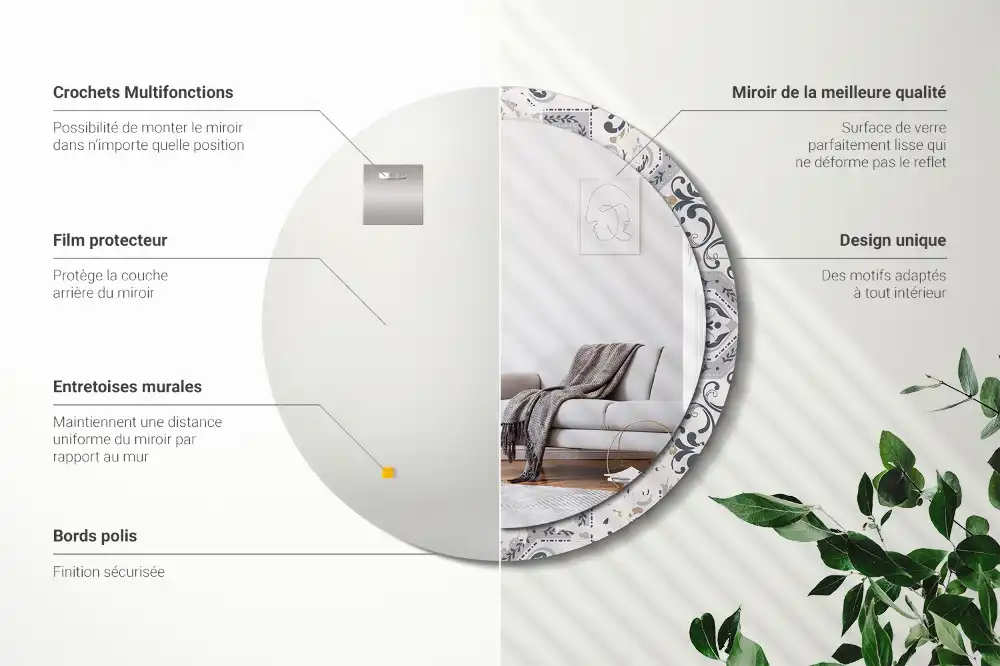 Espejo redondo estampado Azulejos retro